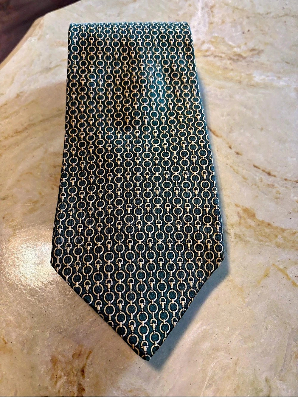 Brooks Brothers Geometric Silk Tie in Blue & Gold Like New